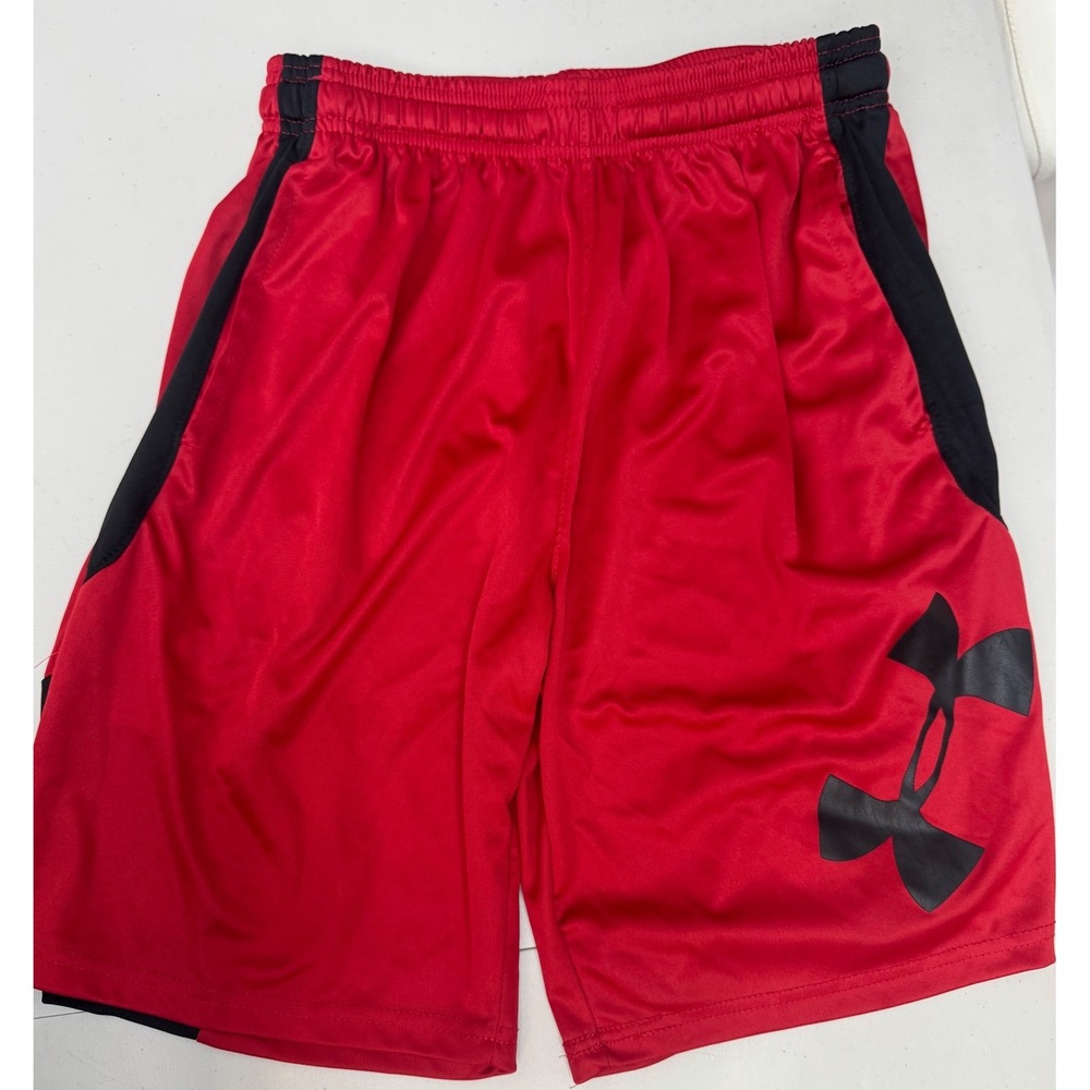 Under Armour Boys YXL (18/20) Perimeter Basketball Shorts Red Black HeatGear